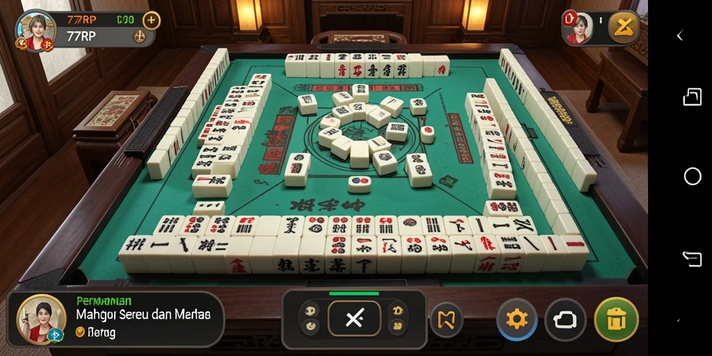 Screenshot gameplay Mahjong di 77RP yang menampilkan tantangan menarik.