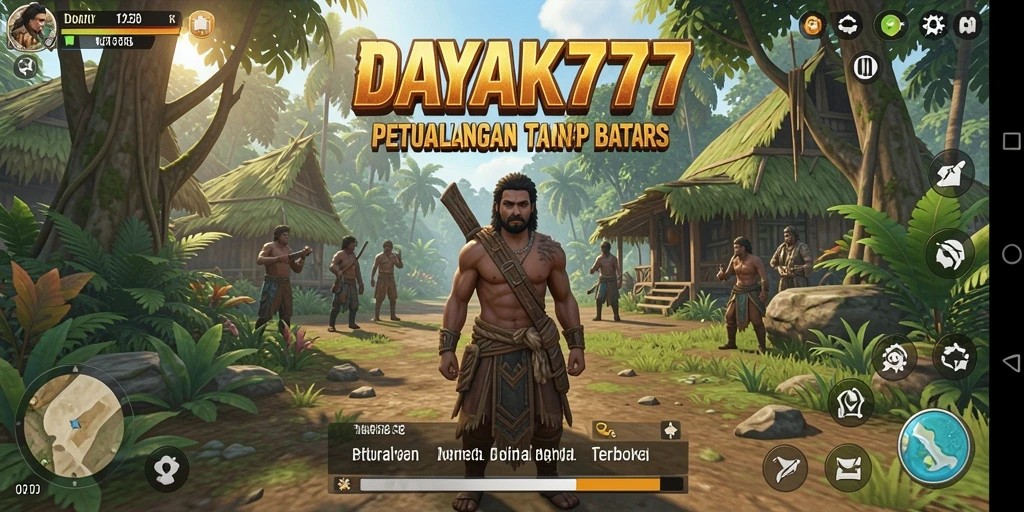 Screenshot gameplay DAYAK777 menunjukkan eksplorasi dunia yang luas dan menakjubkan.