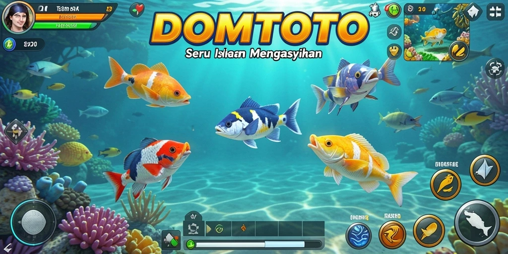 Tangkapan layar menunjukkan aksi seru dalam permainan Tembak Ikan DOMTOTO.