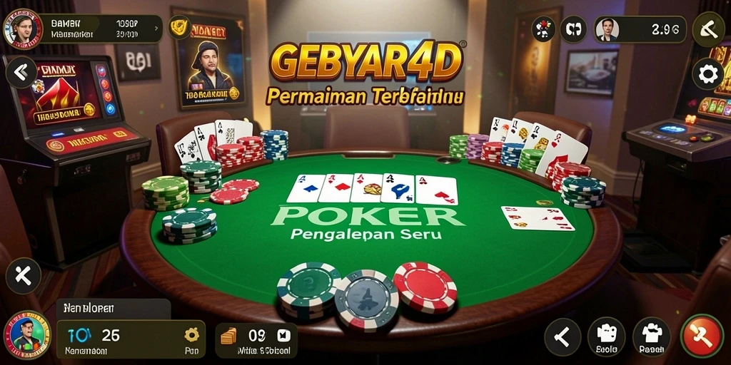 Screenshot gameplay GEBYAR4D menampilkan keseruan bermain poker.