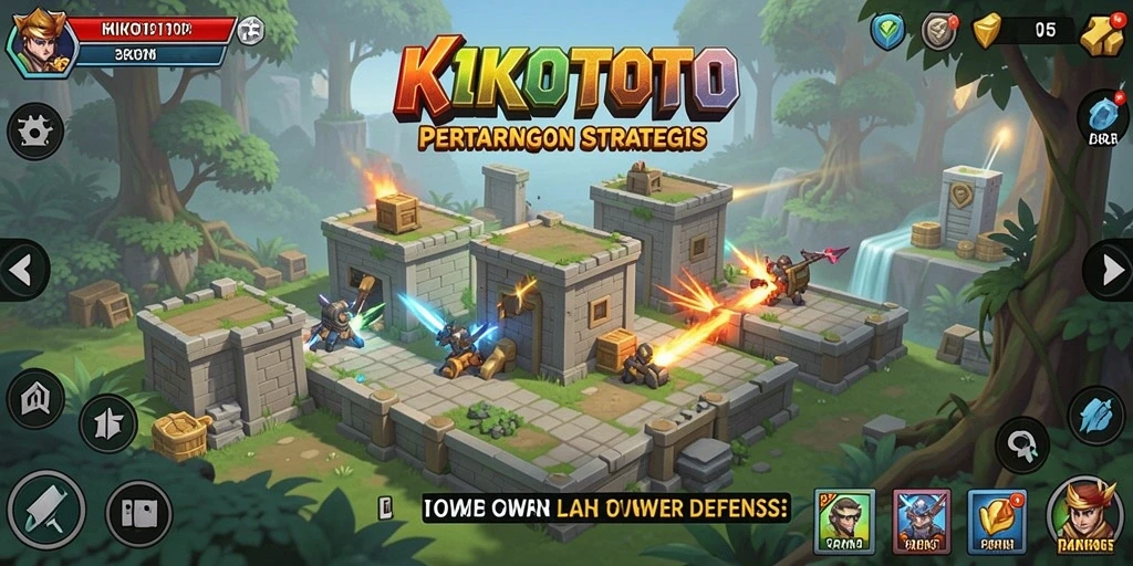 Screenshot utama KIKOTOTO menampilkan aksi seru dalam pertempuran Tower Defense.