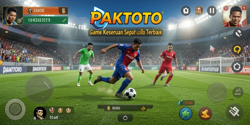 Tampilan gameplay seru di PAKTOTO dengan aksi sepak bola mendebarkan.