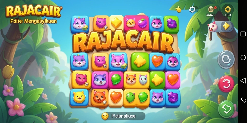 Screenshot gameplay RAJACAIR menampilkan momen seru mencocokkan buah.