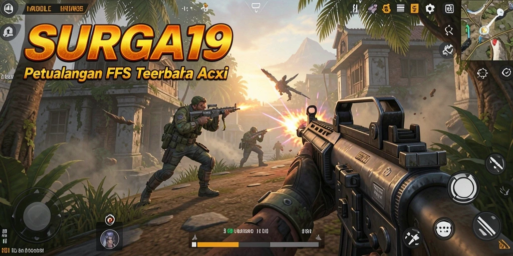 Tampilan gameplay mendebarkan dari SURGA19 saat pertempuran berlangsung.
