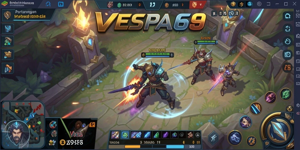 Tampilan gameplay seru dan strategi tim dalam VESPA69.