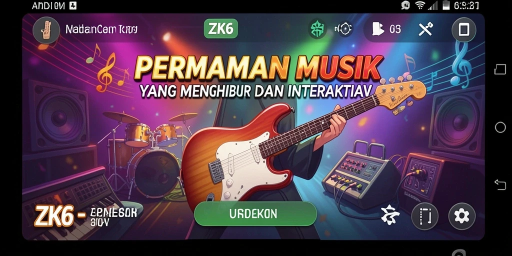 Tampilan gameplay ZK6 dengan berbagai tantangan musik.